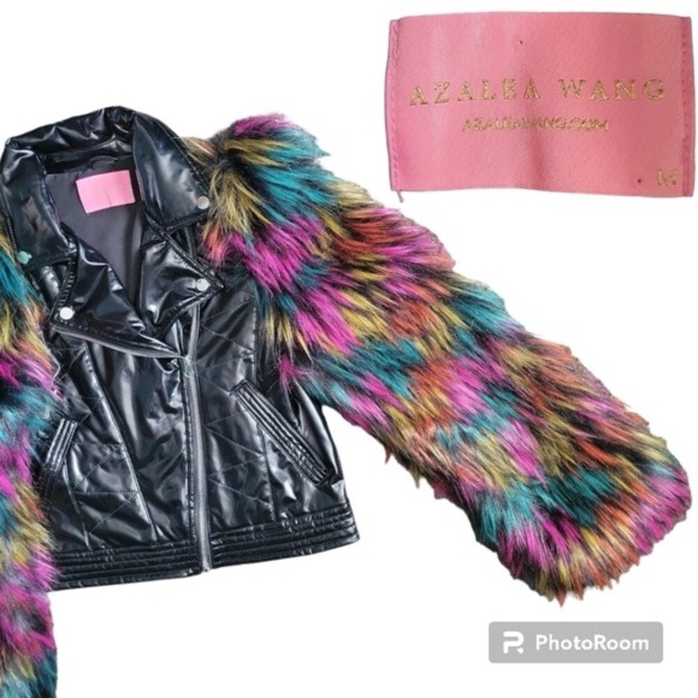 AZALEA WANG Top Model Faux Fur Arm Moto Jacket - M